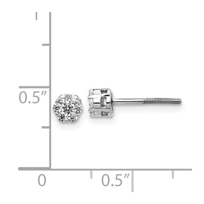 14k White Gold Diamond Cluster Screwback Stud Earrings