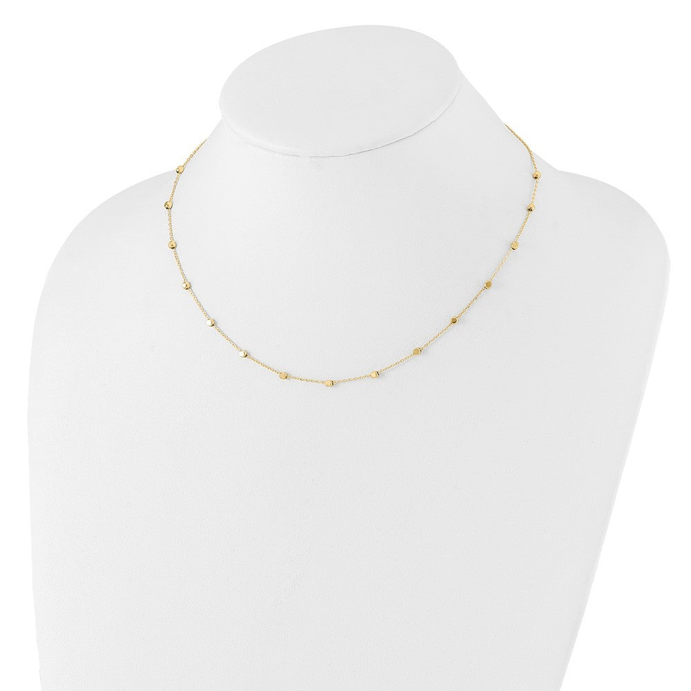 14k Yellow Gold Polished Cube Bead 17 inch Station Necklace