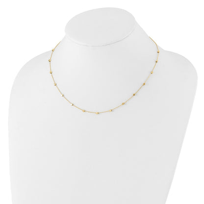 14k Yellow Gold Polished Cube Bead 17 inch Station Necklace