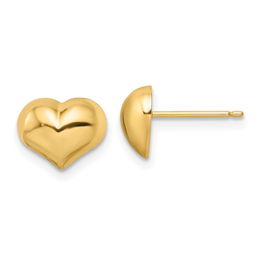 14k Yellow Gold Polished Puffed Heart Stud Earrings Gift for Women