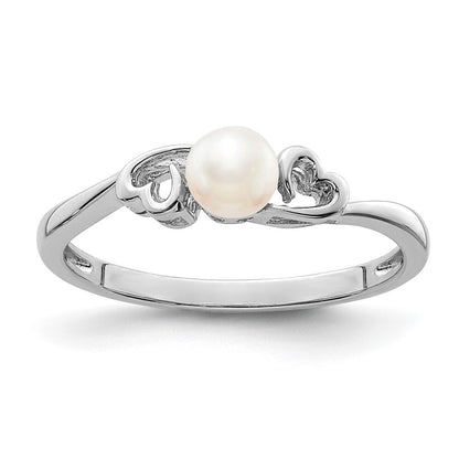 Sterling Silver Rhodium-plated FW Cultured Pearl Ring