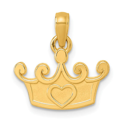 14k Yellow Gold Polished Crown Pendant