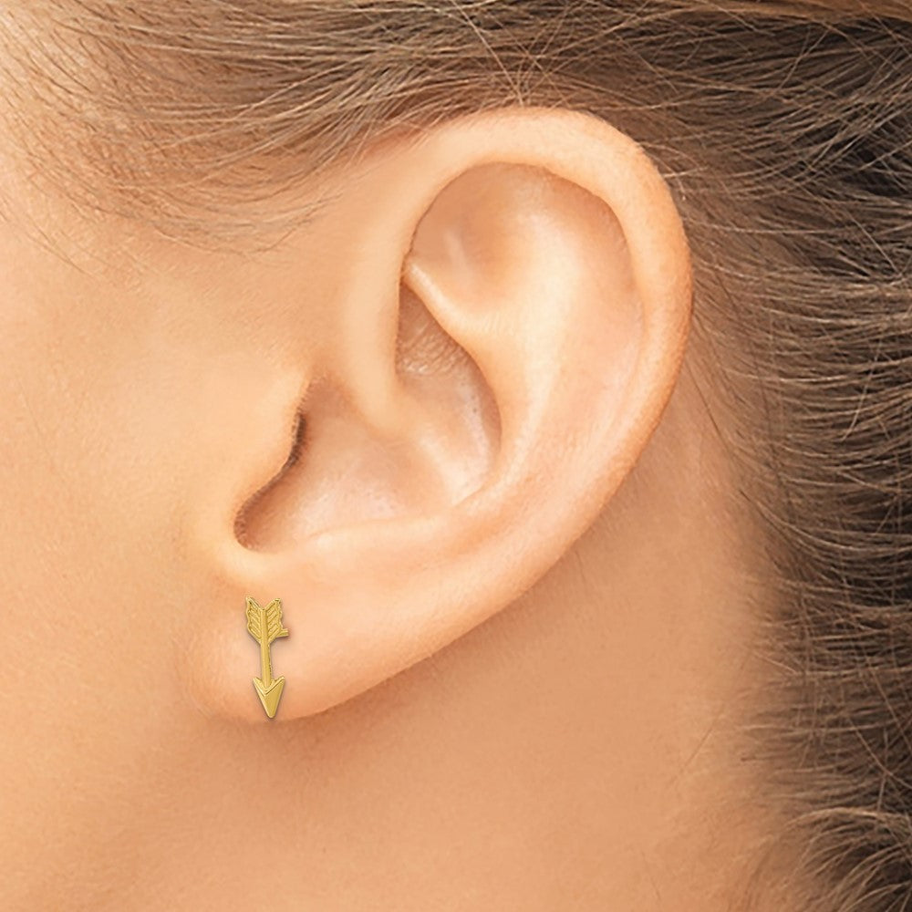 14k Yellow Gold Polished Arrow Earrings