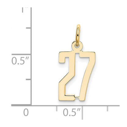 14k Yellow Gold Small Elongated Number 27 Charm Pendant for Women
