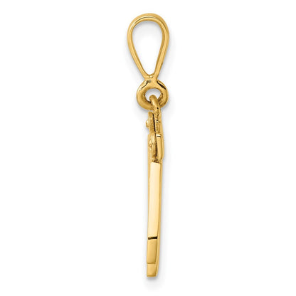 14k Yellow Gold Small Polished Number 42 Charm Pendant for Women