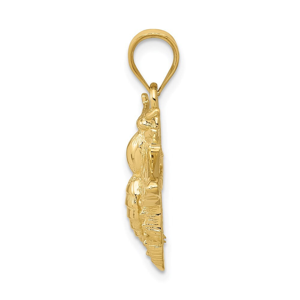 14k Yellow Gold Solid Open-Backed Bee Pendant for Women