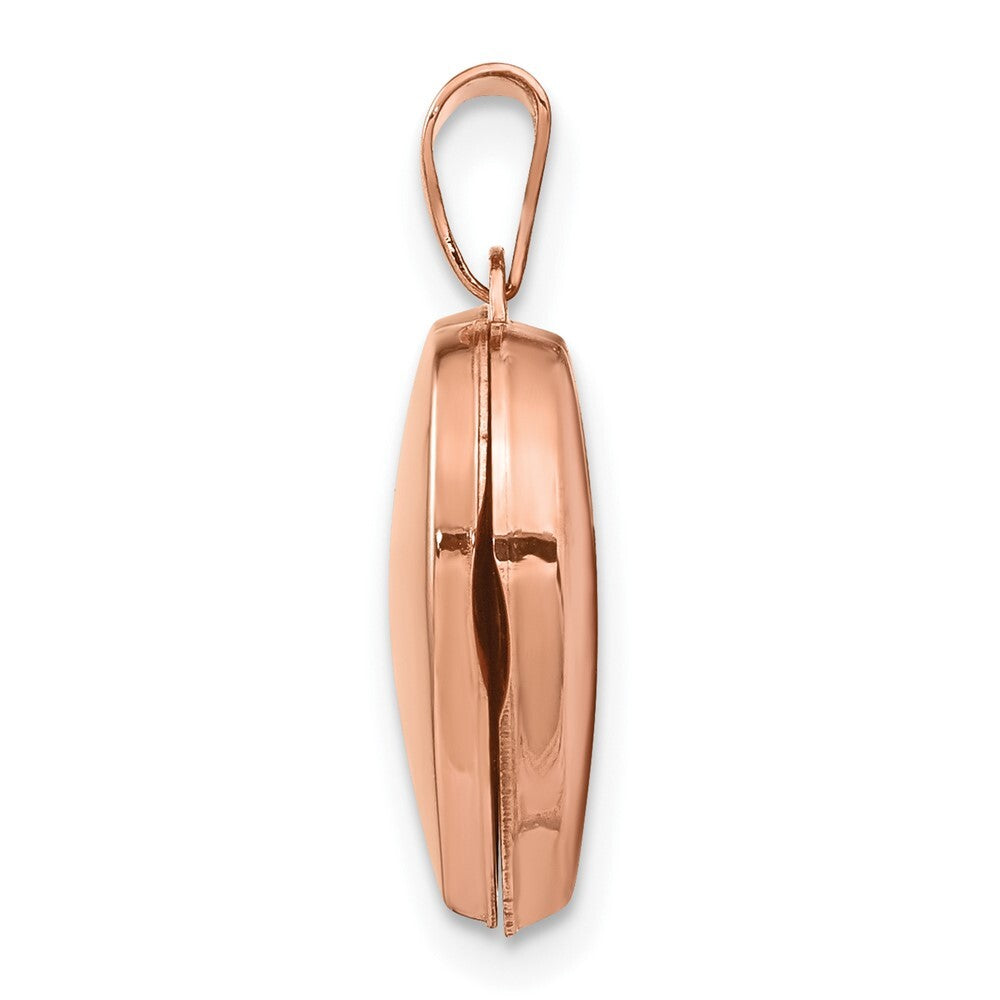 14k Rose Gold Diamond Polished 15mm Heart Locket Pendant for Women