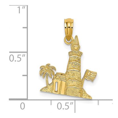 14k Yellow Gold Lighthouse Charm Pendant for Women
