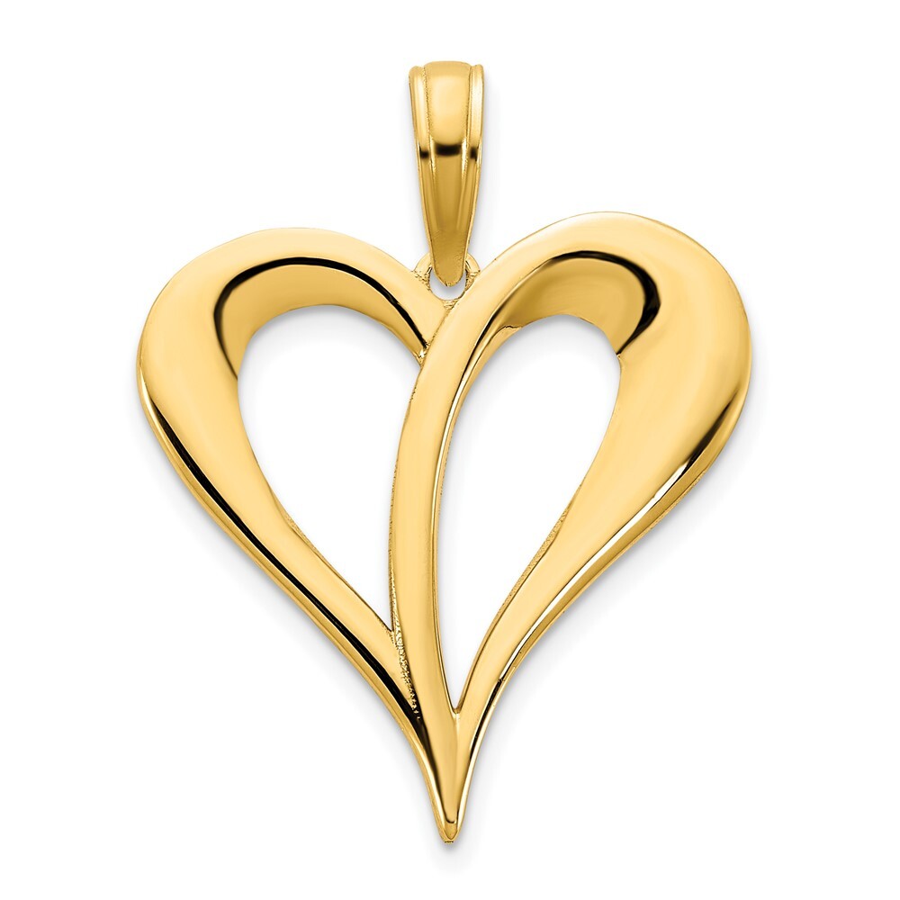 14k Yellow Gold Open Heart Pendant for Women