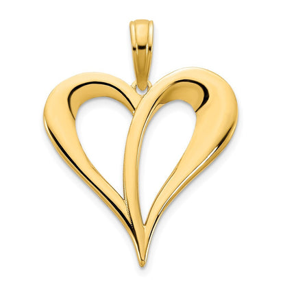 14k Yellow Gold Open Heart Pendant for Women
