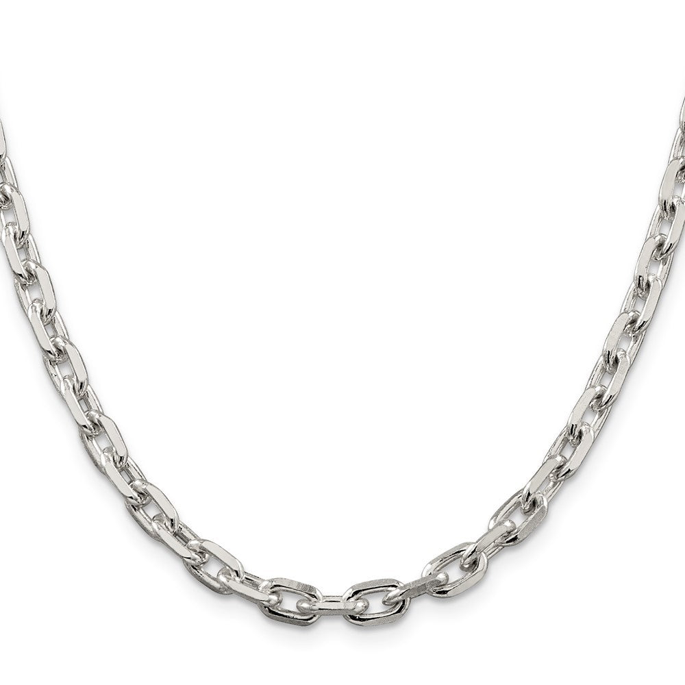 Sterling Silver 5.4mm Beveled Oval Cable Chain Necklace