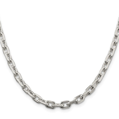 Sterling Silver 5.4mm Beveled Oval Cable Chain Necklace