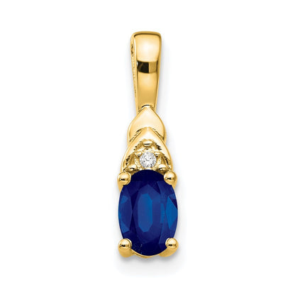14k Yellow Gold Sapphire and Diamond Pendant