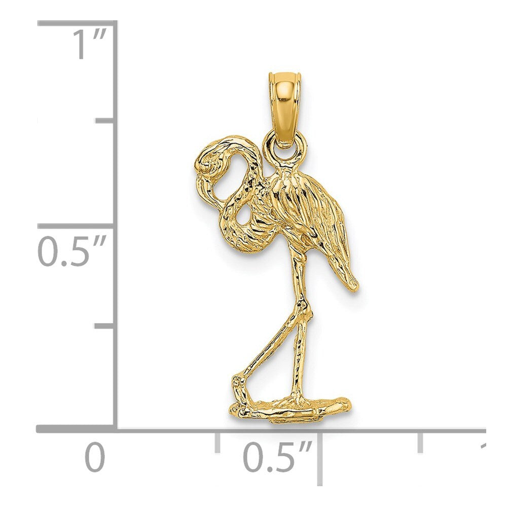 14k Yellow Gold 3-D Flamingo  Head Up Charm Pendant for Women
