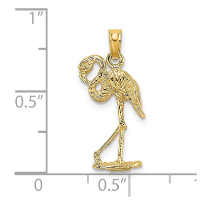 14k Yellow Gold 3-D Flamingo  Head Up Charm Pendant for Women