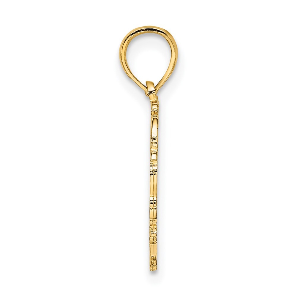 14k Yellow Gold Heart Script Letter V Initial Charm