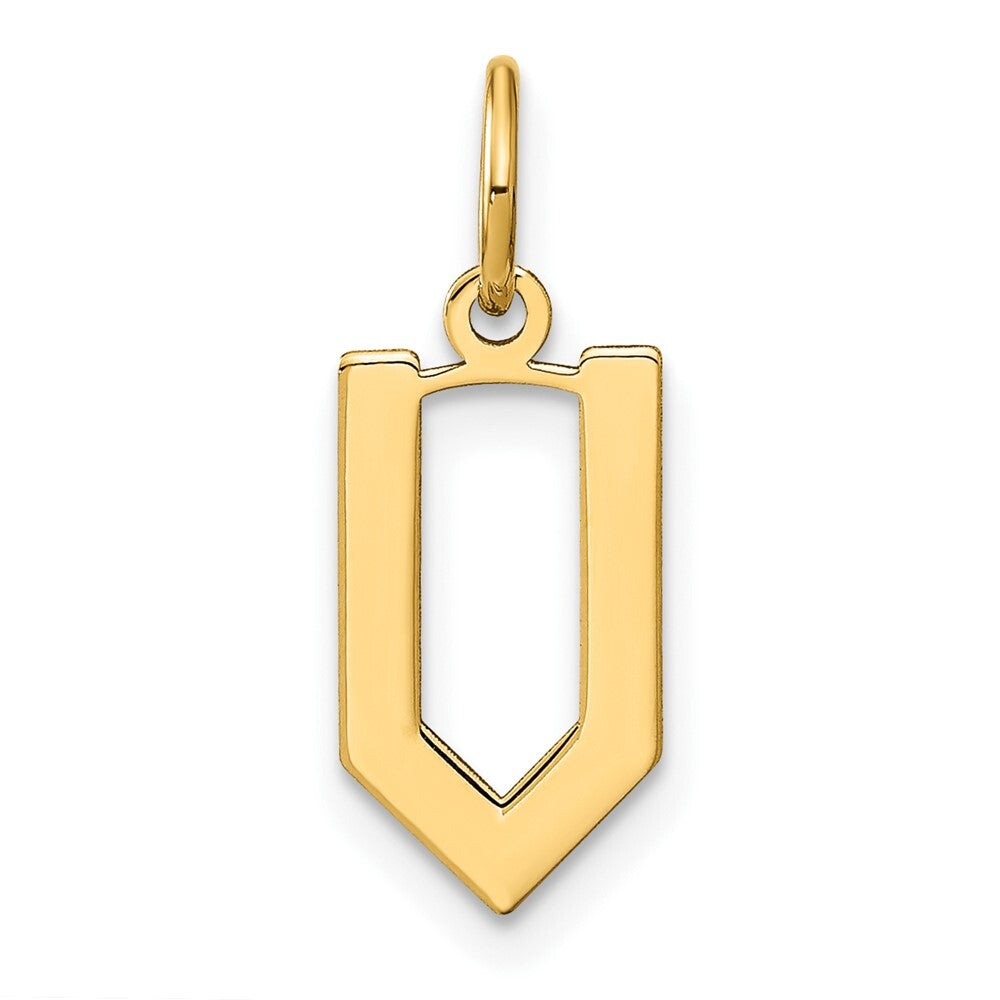 14k Yellow Gold Letter V Initial Pendant for Women