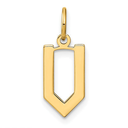 14k Yellow Gold Letter V Initial Pendant for Women