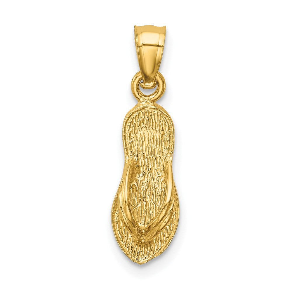 14k Yellow Gold 3D Polished And Textured Flip Flop Pendant
