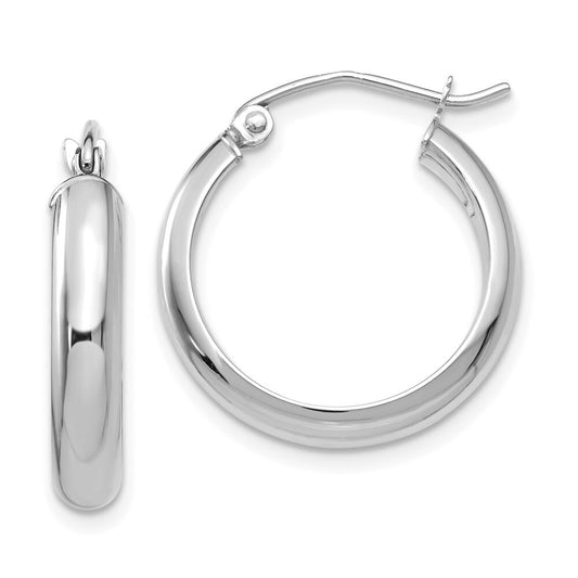 14k White Gold Hoop Earrings Gift for Women