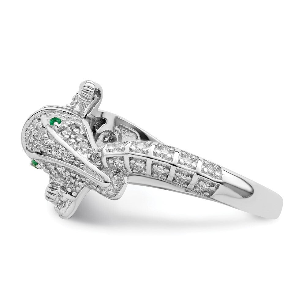Sterling Silver Rhodium-plated Polished CZ Alligator Ring Size 7