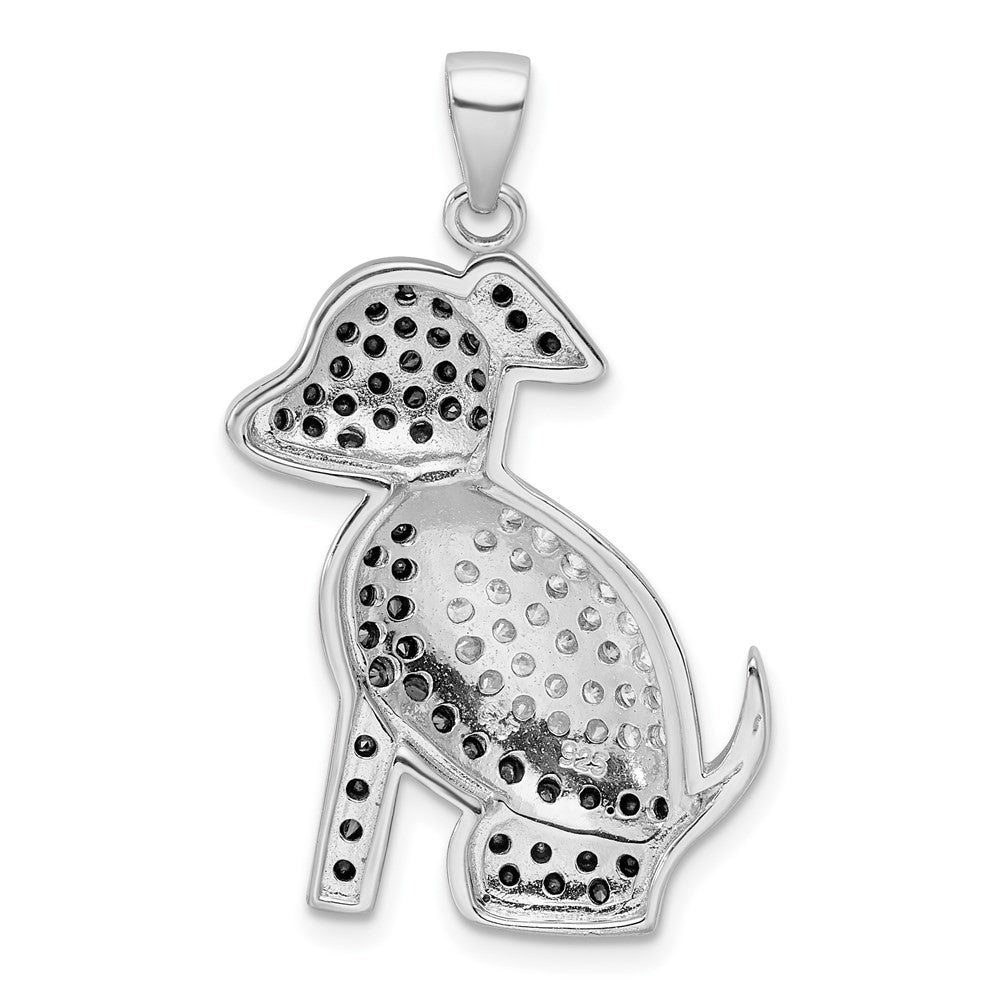 Sterling Silver Rhodium-plated Black and Clear Cubic Zirconia Dog Pendant