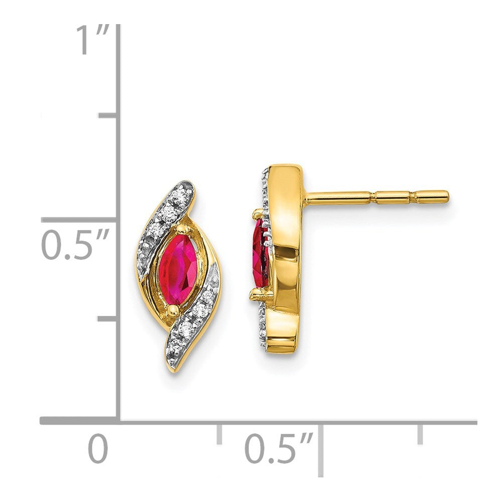 14k Yellow Gold Diamond and Ruby Drop & Dangle Earrings