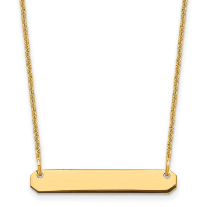 14k Yellow Gold Yellow Gold Small Blank Bar Necklace