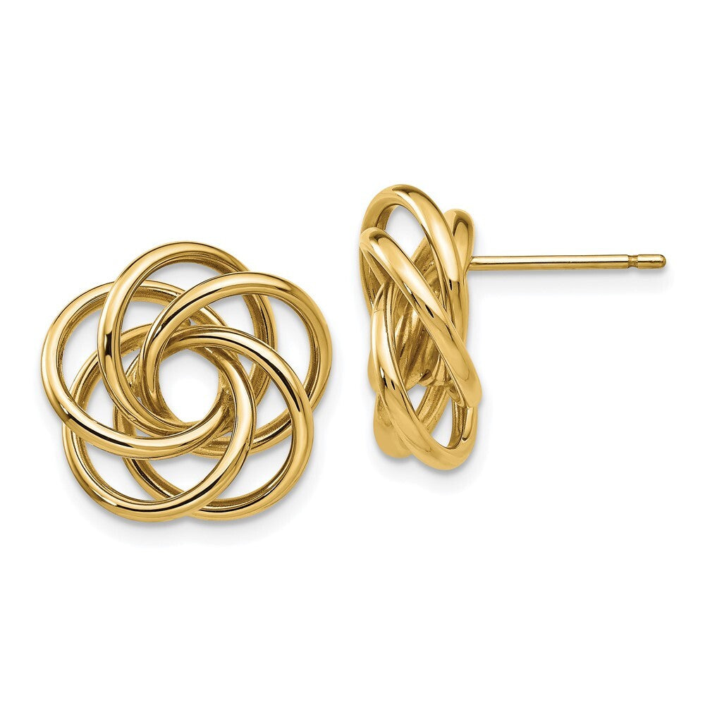 14k Yellow Gold Polished Love Knot Stud Earrings Gift for Women