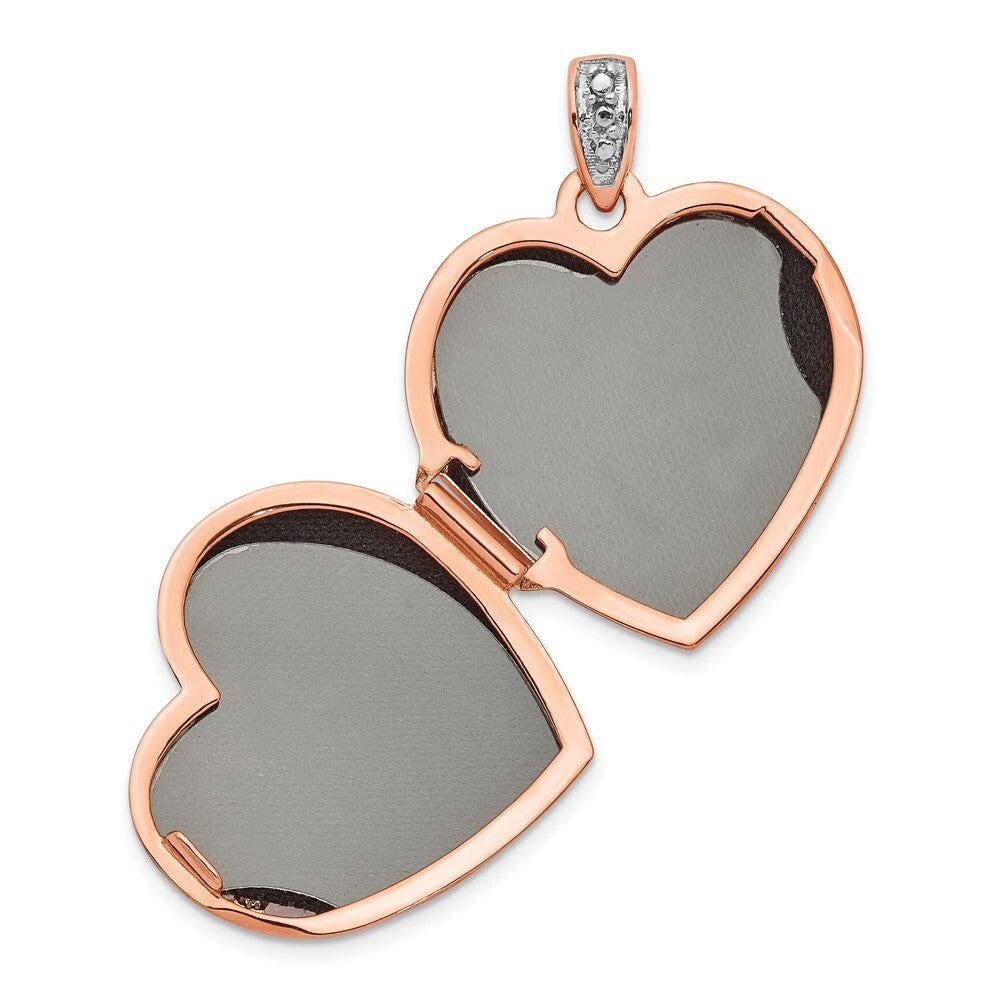 14k Rose Gold  Diamond Vintage 18mm Heart Locket Pendant for Women
