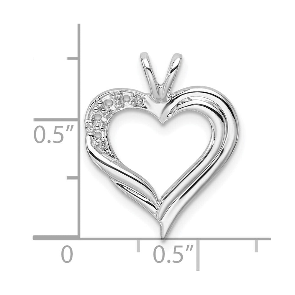 14k White Gold Fancy Heart Pendant Mounting for Women