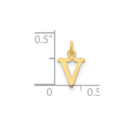14k Yellow Gold Cutout Letter V Initial Pendant for Women
