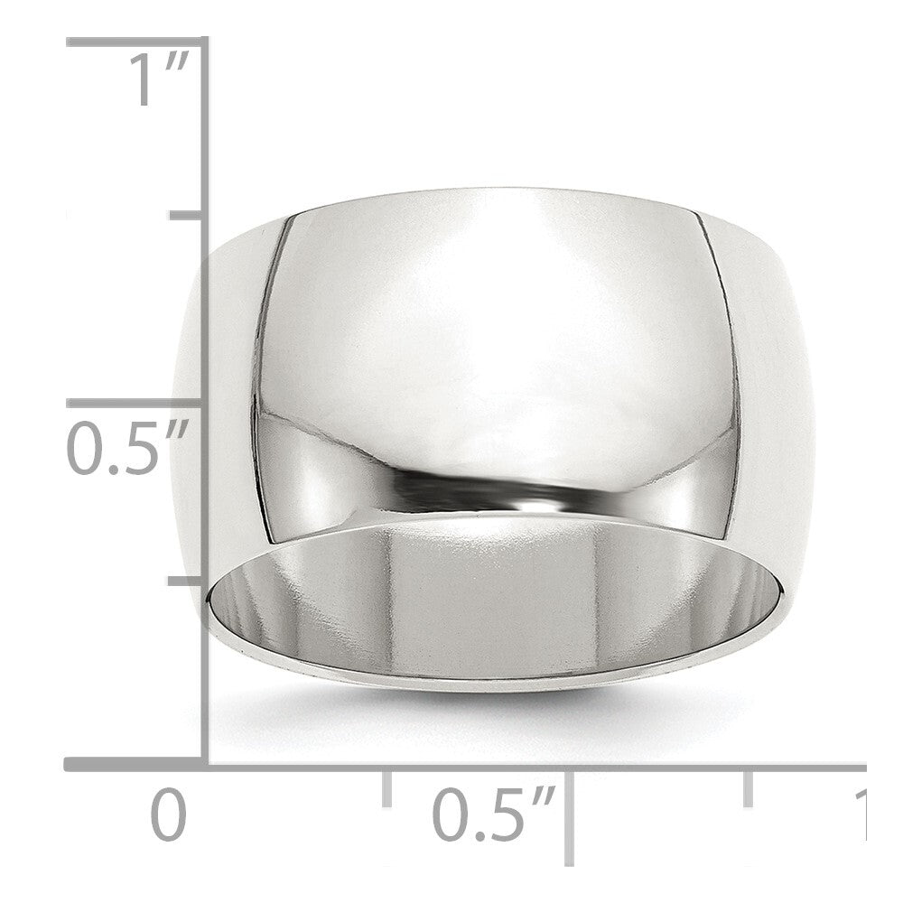 Sterling Silver 12mm Half Round Size 10 Band Ring