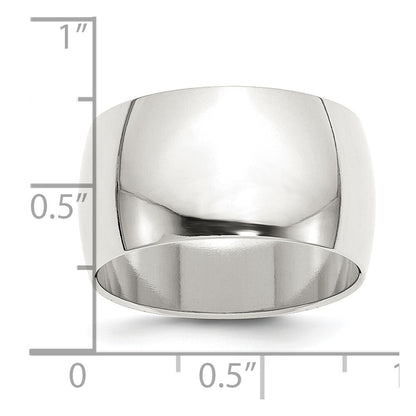 Sterling Silver 12mm Half Round Size 10 Band Ring