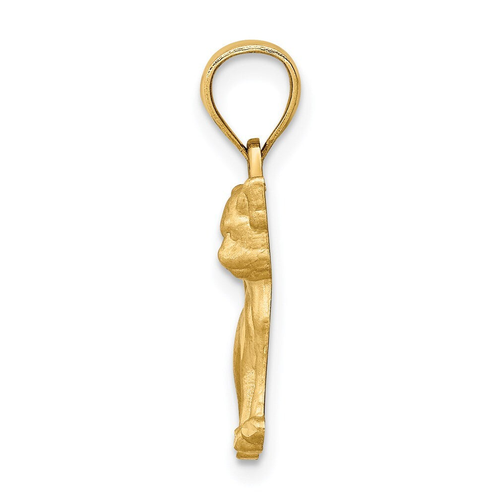14k Yellow Gold Diamond-cut Chihuahua Pendant for Women