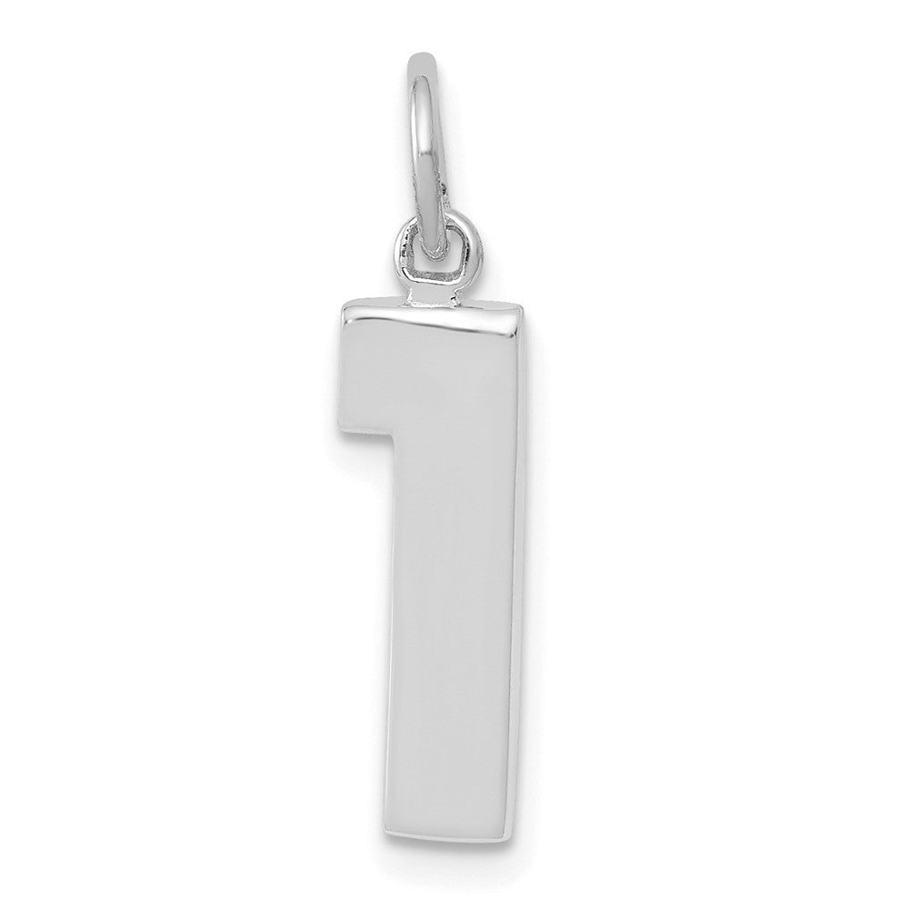 14K White Medium Polished Number 1 Charm