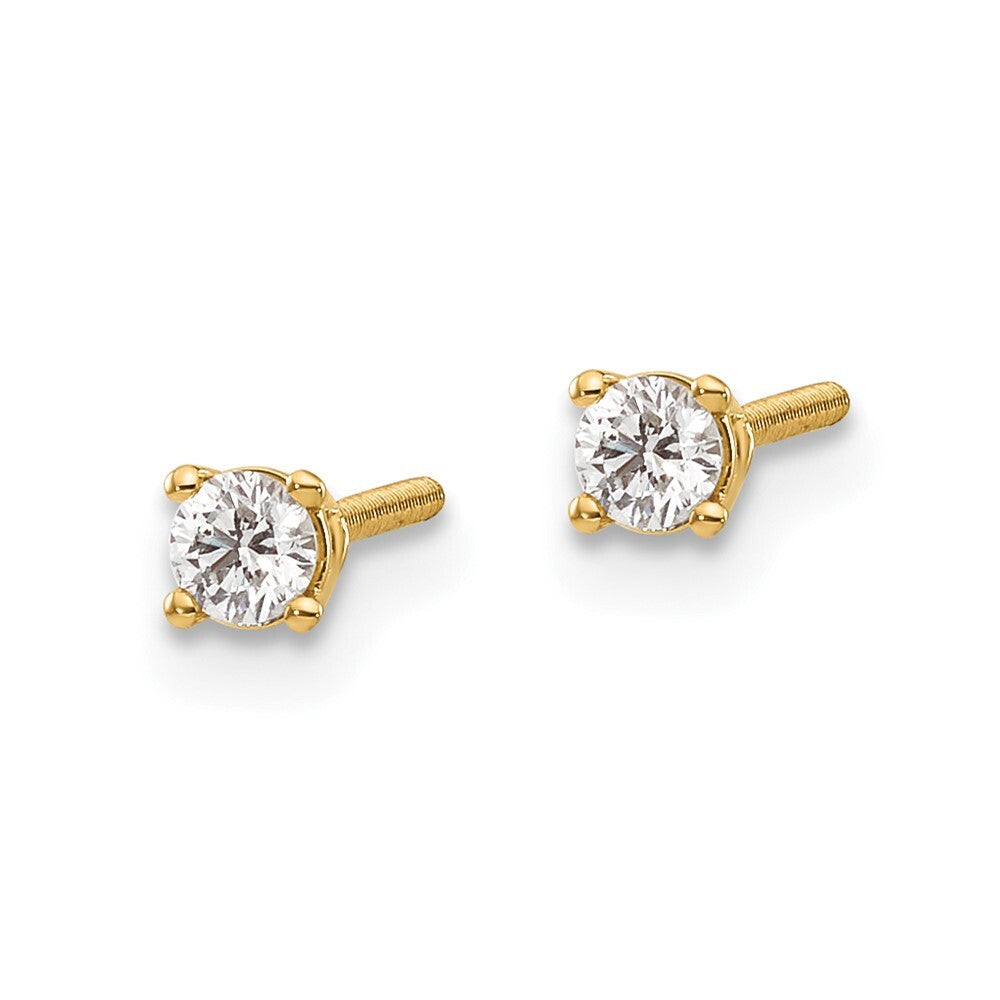 14k Yellow Gold .15ct. SI3 G-I Diamond Thread on/off Stud Earrings