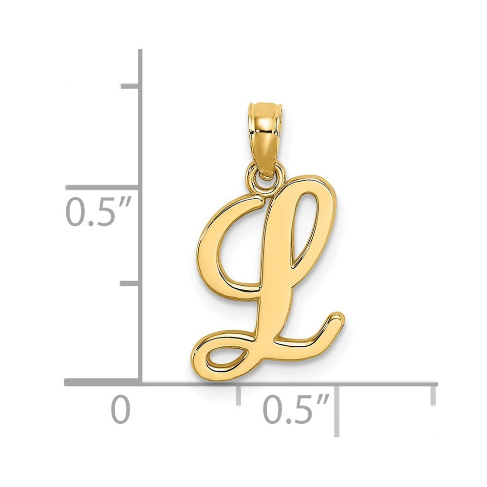 14k Yellow Gold Script Letter L Initial Pendant