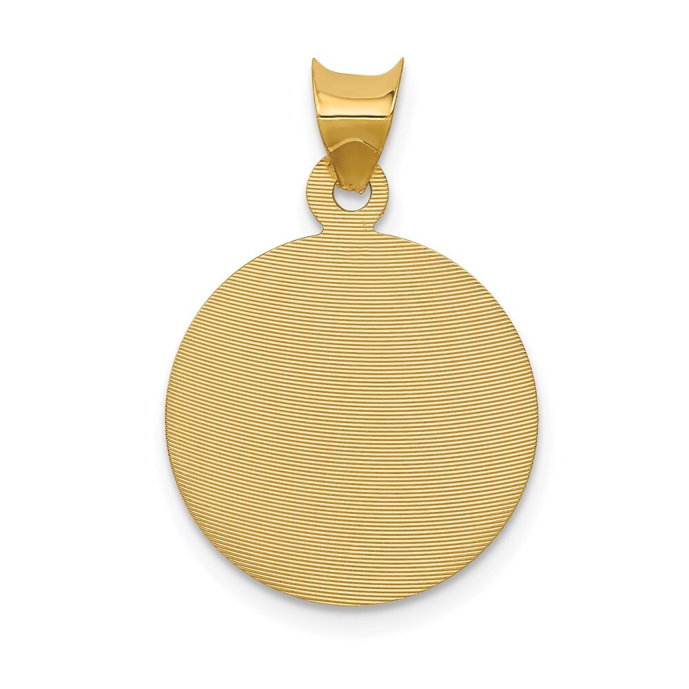 14k Yellow Gold Polished Diamond-Cut Corpus Circle Pendant for Women