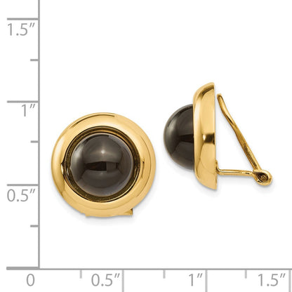 14k Yellow Gold Omega Clip Onyx Non-pierced Stud Earrings