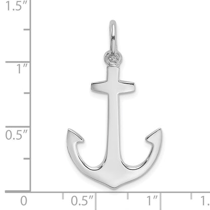 14k White Gold Polished 3-D Anchor Charm Pendant