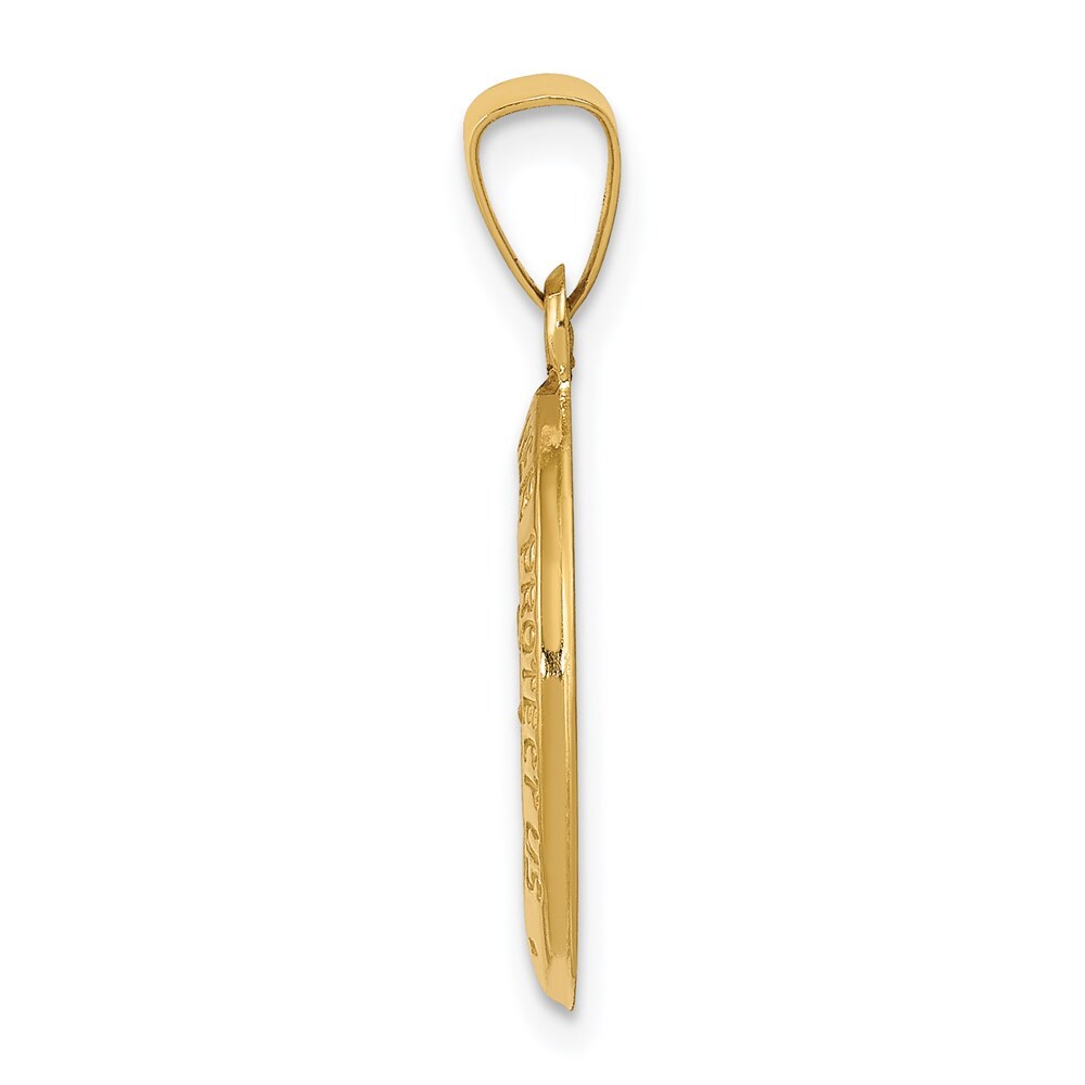 14k Yellow Gold Polished and Satin St. Christopher Medal Hollow Pendant