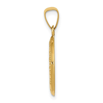 14k Yellow Gold Polished and Satin St. Christopher Medal Hollow Pendant