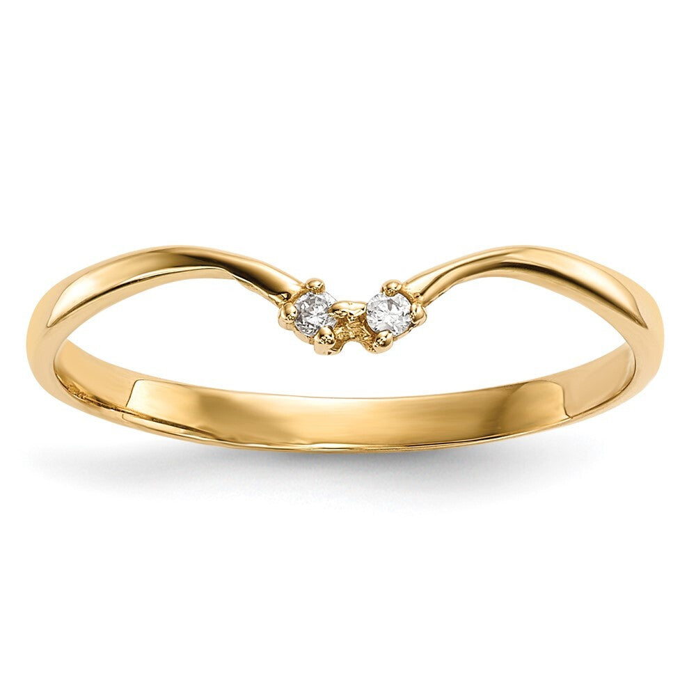 14K Yellow Gold 2-stone CZ Wrap Ring Size 7