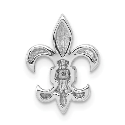 14k White Gold .02ct. Diamond Fleur de Lis Chain Slide Pendant for Women