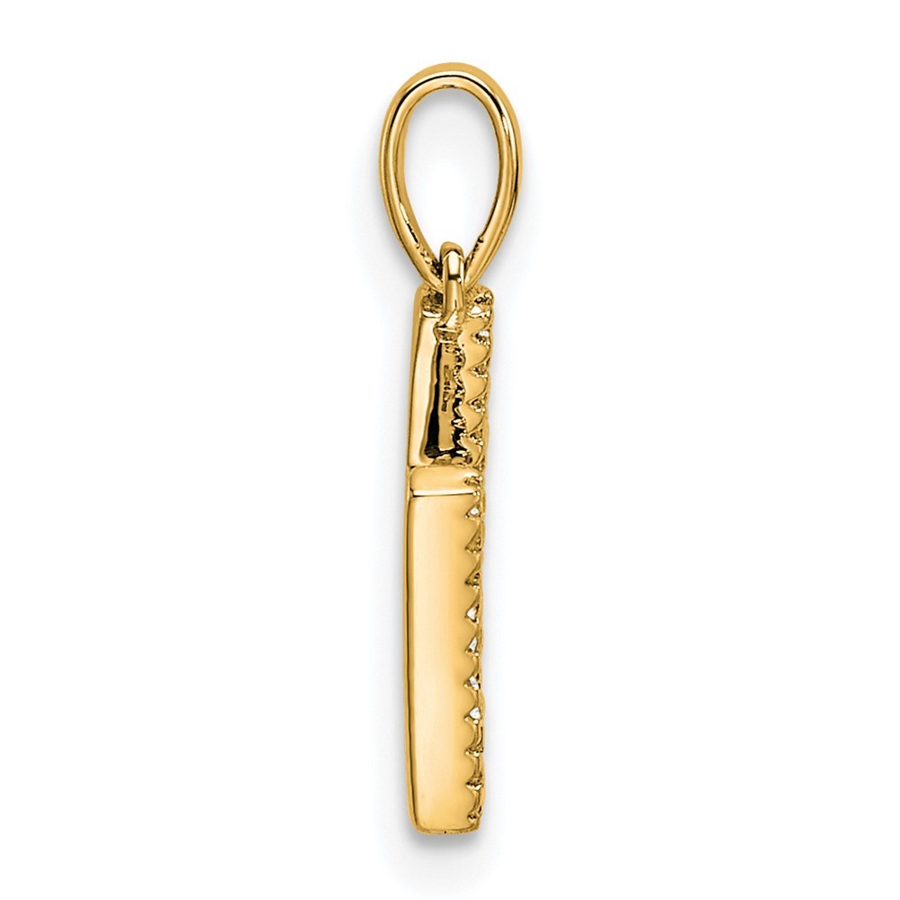 14k Yellow Gold Diamond Letter H Initial Pendant