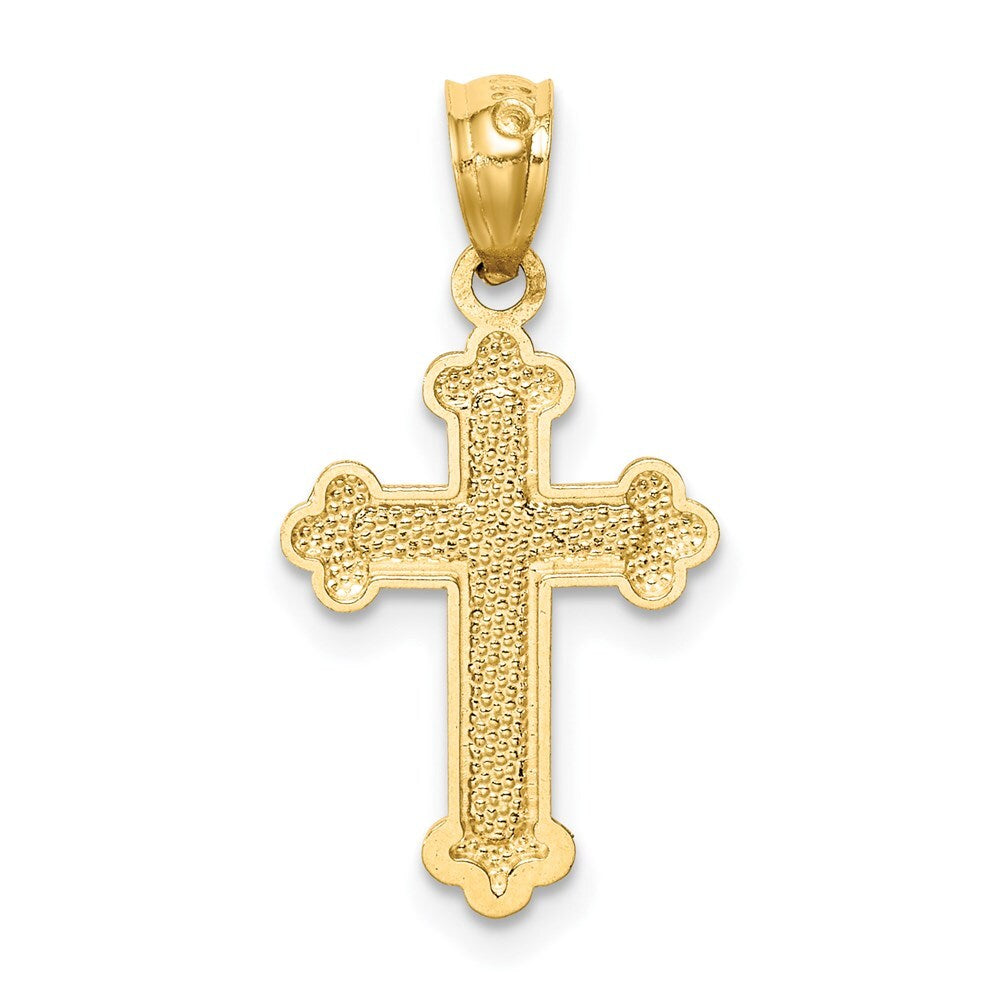 14k Yellow Gold Gold Polished Small Budded Cross Pendant for Women