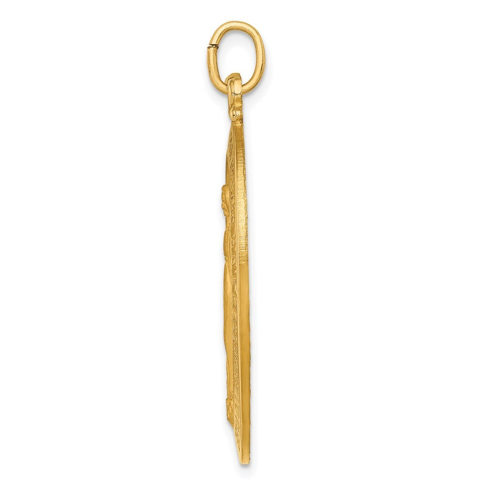 14k Yellow Gold Solid Polished Satin Large Oval Miraculous Medal