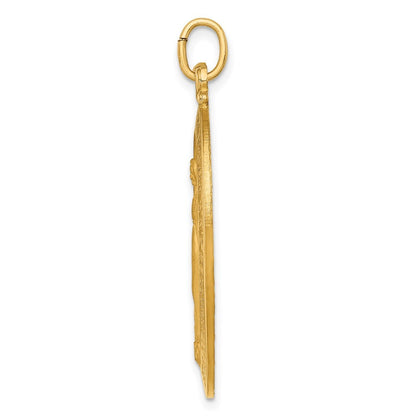 14k Yellow Gold Solid Polished Satin Large Oval Miraculous Medal