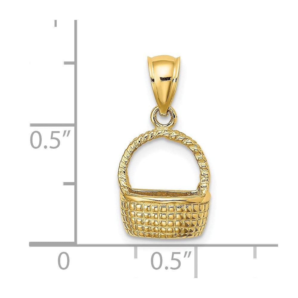 14k Yellow Gold 2-D Flat Back Basket Charm
